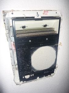 Recalled cadet wall heater showing the vulnerability to over heating and fire in during a Salem Home Inspection